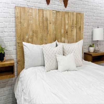 Barn Walls Boho Whitewash Headboard, Colorwash Solid Wood Headboard, Leans and Sticks on Wall, Smooth Finish, Anti-Shake, Rattle Free, Full Size