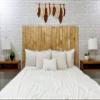 Barn Walls Boho Whitewash Headboard, Colorwash Solid Wood Headboard, Leans and Sticks on Wall, Smooth Finish, Anti-Shake, Rattle Free, Full Size view 3