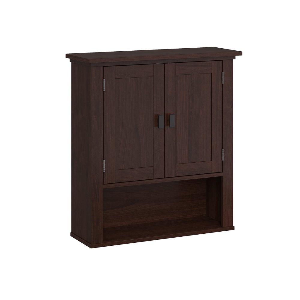 RiverRidge Hayward Two-Door Over The Toilet Storage Cabinet Dark Woodgrain - Stylish Medicine Cabinet and Bathroom Wall Cabinet