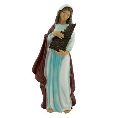 6" Tall Painted Saint Cecelia Statue | Patron Saint of Music and Musicians | Great Catholic Gift for First Communion or Confirmation | Christian Home Decor
