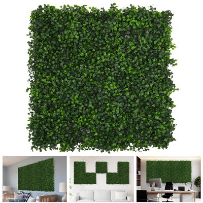 TANG 20"x20"-25PC Artificial Greenery Boxwood Panels Grass Wall Panel, Faux Privacy Fence Ivy Screens Backdrop Fake Hedge for Indoor Outdoor Wedding Dcor, Dark Milan Boxwood Panel