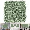 TANG 20"x20"-25PC Artificial Greenery Boxwood Panels Grass Wall Panel, Faux Privacy Fence Ivy Screens Backdrop Fake Hedge for Indoor Outdoor Wedding Dcor, Green White Buxus Boxwood view 1