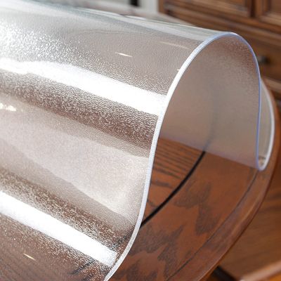 2mm Thick Frosted PVC Table Cover Protector Plastic Round Tablecloth Desk Pad, Waterproof Table Covers for Garden Furniture/Dining Table Covers - Custom Size (Size : Dia.39 Inches/Diameter 100cm)