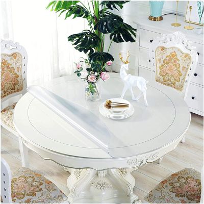 2mm Round Table Protector Kitchen Dining Room Wood Furniture Cover Clear Frosted Tablecloth Mat Wipeable Easy to Clean PVC Tabletop Protection Pad - Customizable ( Size : Dia.31 Inches/Diameter 80cm )