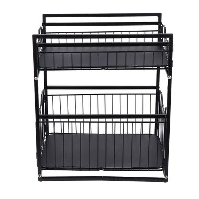 Cabilock 1pc Multi Kitchen Storage Organizer Rack Black Versatile Countertop Holder for Condiments Bathroom and Pantry Use Easy to Clean Strong Pressure Resistance