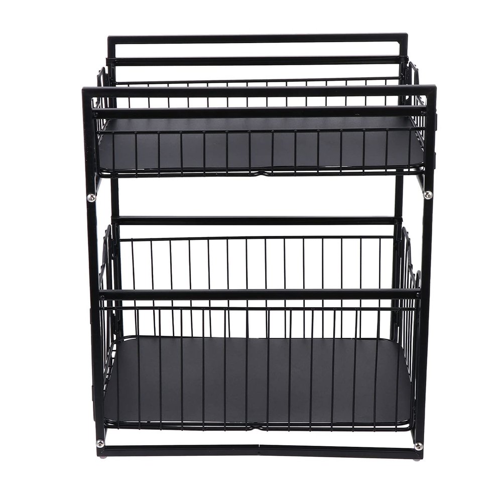 Cabilock 1pc Multi Kitchen Storage Organizer Rack Black Versatile Countertop Holder for Condiments Bathroom and Pantry Use Easy to Clean Strong Pressure Resistance