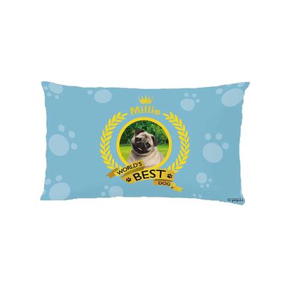 GUGLILI Custom Name Throw Pillow Cover World's Best Dog Pug Paws Decor Cushion Covers Pillowcase for Sofa Couch Bedroom Home 12x20 Inch Rectangle Blue