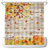 DePhoto Fall Shower Curtain for Bathroom Pumpkin Farmhouse Style Happy Festive Romantic Falling Maple Leaf Wooden Board Thanksgiving Poliester Fabric Decoration Water Proof with 12Hooks 72x72inch view 2