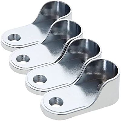 Juvielich Stainless Steel Pole Sockets Oval Closet Rod End Supports 20PCS Flanges Socket Hanging Rail Rod Holder for Wardrobe Closet 53x25.5mm