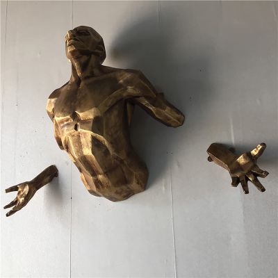 ADSEA Wall Mount Male Torso for Home & Office Decoration,Creative 3D Body Art Wall Sculpture,Bronze Finish Nude Man Wall Decor Statues-Vintage-Gold 120x85x30cm(47x33x12inch)