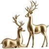 ADSEA 2PCS Christmas Reindeer Creative Couple Deer Sculptures Statues,Home Decor Collectible Figurines Wedding Gifts Office Bookself Ornaments-Gold 2 pcs Large, pbdka-001 view 1