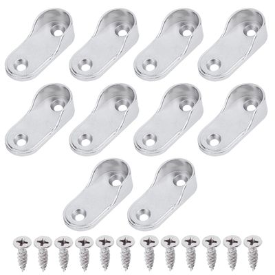Juvielich Stainless Steel Pole Sockets Oval Closet Rod End Supports 20PCS Flanges Socket Hanging Rail Rod Holder for Wardrobe Closet 48x19.5mm
