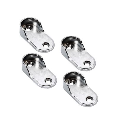 Juvielich Stainless Steel Pole Sockets Oval Closet Rod End Supports 4PCS Flanges Socket Hanging Rail Rod Holder for Wardrobe Closet 49x22mm