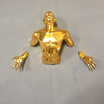 ADSEA Wall Mount Male Torso for Home & Office Decoration,Creative 3D Body Art Wall Sculpture,Bronze Finish Nude Man Wall Decor Statues-Golden 120x85x30cm(47x33x12inch)