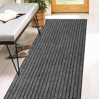 2' x 20' Runner Rugs with Rubber Backing, Indoor Outdoor Utility Carpet Runner Rugs, Stripe Gray, Can Be Used as Aisle for The RV and Boat, Laundry Room and Balcony