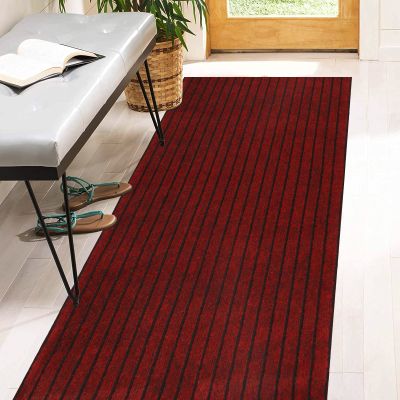 2' x 16' Runner Rugs with Rubber Backing, Indoor Outdoor Utility Carpet Runner Rugs, Stripe Red, Can Be Used as Aisle for The RV and Boat, Laundry Room and Balcony
