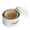 SOTECH Coffee Filter Holder Storage,White Basket Enamel Filter Jar Container in Rustic Farmhouse Distressed Enamelware Design Round for Counter(Metal Coffee Filter Jar) view 2