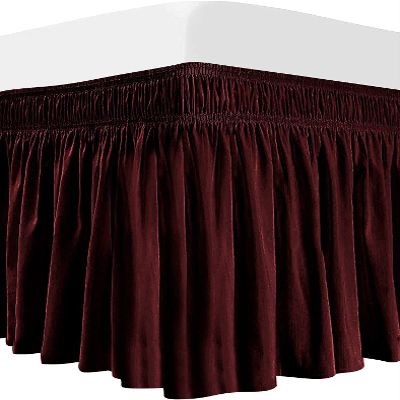 100% Egyptian Cotton Dorm Room Wrap Around Bed Skirt - College Dorm Bed Skirt -Wine, Full Size (54" x 80"+ 40" inch)