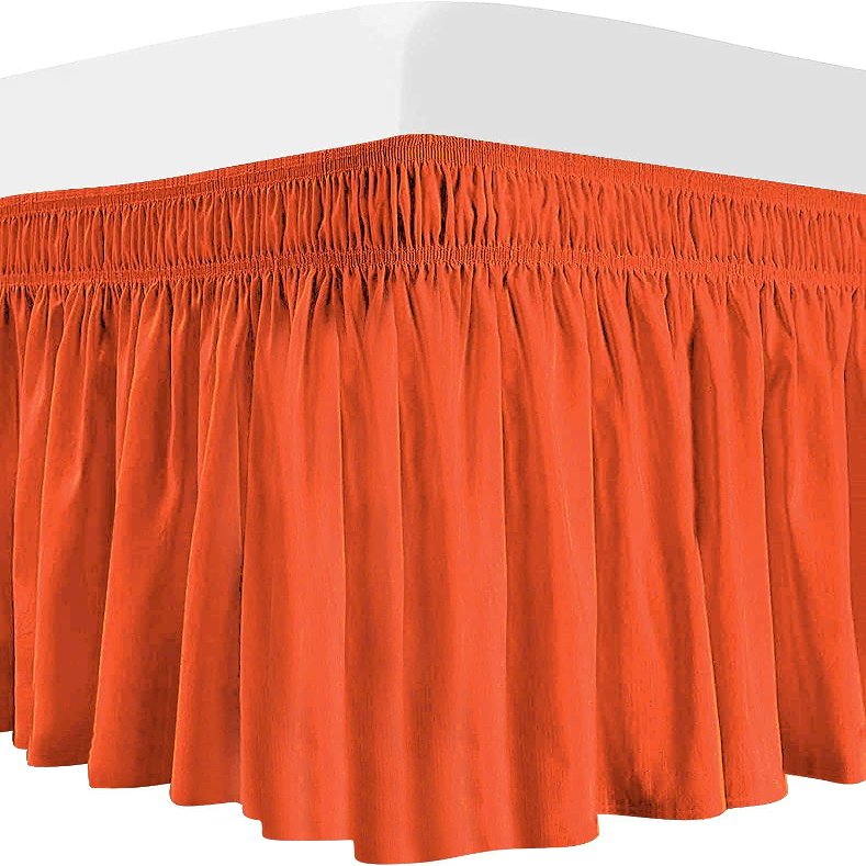 100% Egyptian Cotton Dorm Room Wrap Around Bed Skirt - College Dorm Bed Skirt -Orange, Twin XL Size (39" x 80"+ 40" inch)