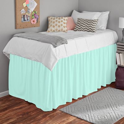 100% Egyptian Cotton Dorm Room Ruffle Bed Skirt - College Dorm Bed Skirt - Aqua Blue, Full Size (54" x 80"+ 60" inch)