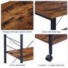 Rustic Brown 3-Tier Bakers Rack with Wheels - Microwave Stand and Coffee Cart for Kitchen and Living Room with 10 Hooks and Storage view 4