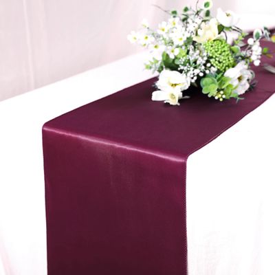 10 Pack Satin Table Runner 12 x 108 Inch Long Bright Silk Smooth Fabric Table Runners for Wedding, Birthday Parties, Banquets Decorations - Burgundy