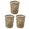 HEALLILY Rattan Bottle Sleeve 3pcs Handwoven Drink Holder Glass Water Bottle Cover for Home Office - Khaki, Straw, Round view 1