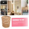 HEALLILY Rattan Bottle Sleeve 3pcs Handwoven Drink Holder Glass Water Bottle Cover for Home Office - Khaki, Straw, Round view 4