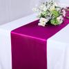 10 Pack Satin Table Runner 12 x 108 Inch Long Bright Silk Smooth Fabric Table Runners for Wedding, Birthday Parties, Banquets Decorations - Magenta view 1