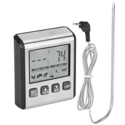 Digital Barbecue Thermometer, Temperature Alarm BBQ Folding Probe, Automatic Screen Rotation, for Cooking Food Candy, BBQ Grill, Liquids,Beef