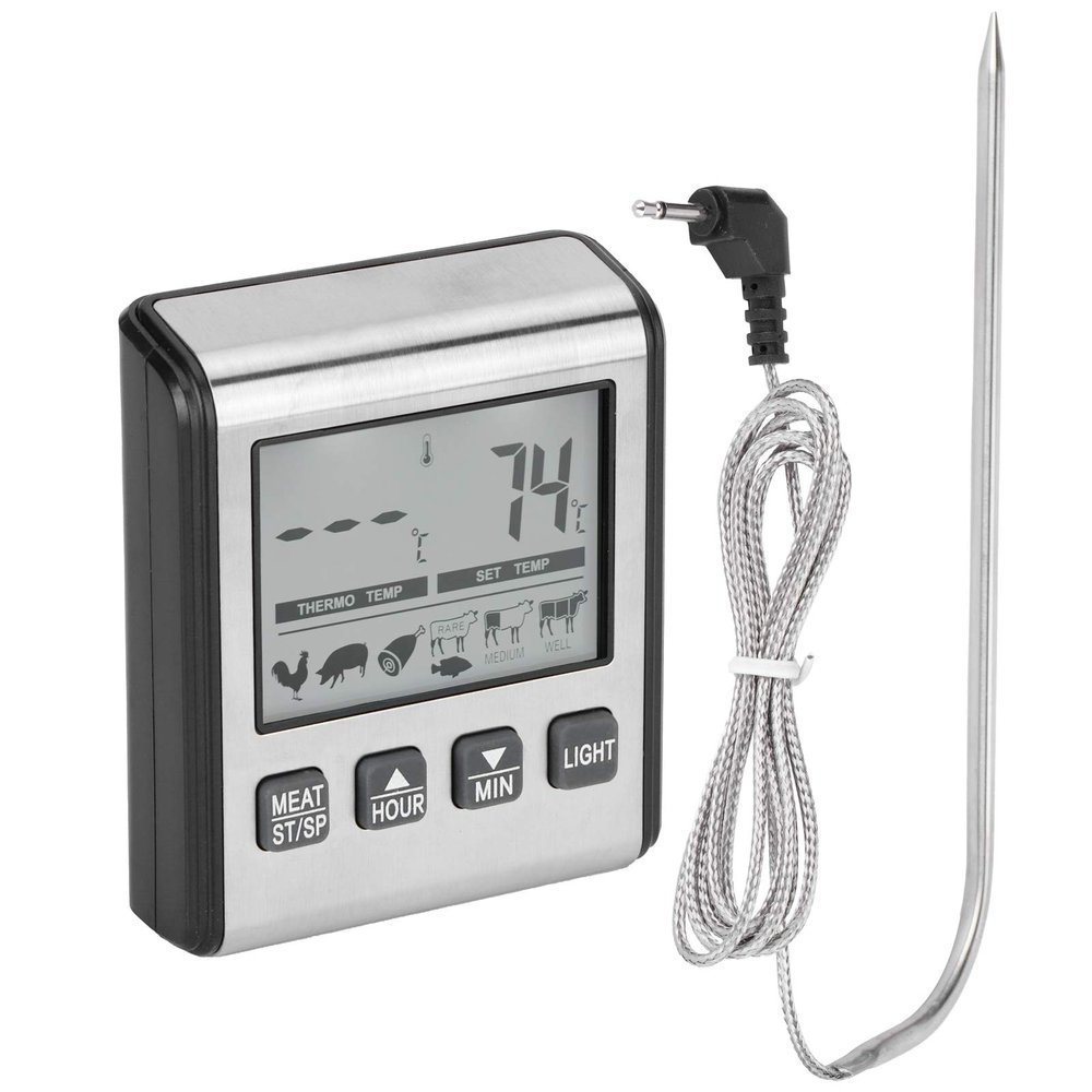 Digital Barbecue Thermometer, Temperature Alarm BBQ Folding Probe, Automatic Screen Rotation, for Cooking Food Candy, BBQ Grill, Liquids,Beef