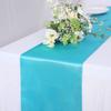 10 Pack Satin Table Runner 12 x 108 Inch Long Bright Silk Smooth Fabric Table Runners for Wedding, Birthday Parties, Banquets Decorations - Turquoise view 1