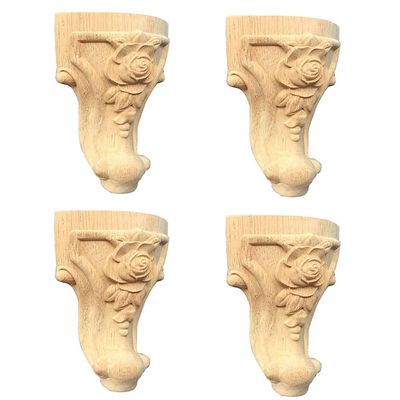 NWB Set of 4 Wood Carved Furniture Legs,4" 5'6"7" Unfinished Bun Feet Replacement Sofa Cabinet Legs Couch Chair Ottoman Loveseat Coffee Table Cabinet