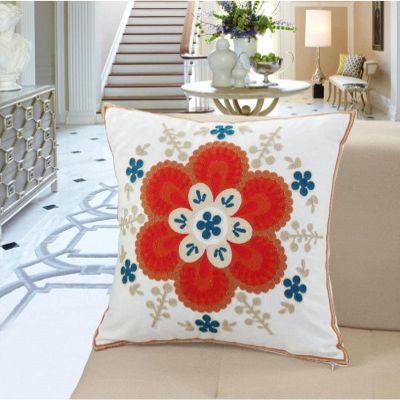 SRHMYJJ Set of 2 Embroidered Cotton Decorative Throw Pillow Jacquard Cushion Embroidery Pillow,Sofa,Chair,Car Use 45cmx45cm