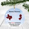 Custom Ornament Long Distance Two State Map Texas New Jersey - Personalized Ornament Family With Mommy And Rosemary Ornament 3" Plastic Circle view 1