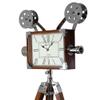 Antique Vibes Victorian Floor Projector Clock On Wooden Tripod Stand Room Corner Decorative Reel Camera Clock Birthday view 4