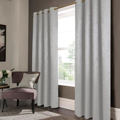 Lina Matte Embossed Blackout Grommet Panel 90" Silver