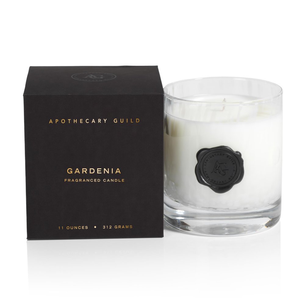 Zodax Apothecary Guild Opal Glass Jar Scented Candle for Home Decor - Single-Wick Candle Ideal for the Home - Gift Box Package Included - Gardenia - 11 Oz.