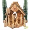 Wooden Nativity Set for Christmas Made of Olive Wood in The Holy Land - 12 Piece Nativity Scene with Music Box - Christmas Decoration view 1