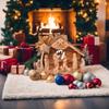 Wooden Nativity Set for Christmas Made of Olive Wood in The Holy Land - 12 Piece Nativity Scene with Music Box - Christmas Decoration view 2