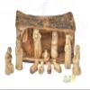 12 Piece Olive Wood Nativity Set, Nativity Scene Carved Inside of a Solid Piece of Olive Wood Branch, Christmas Nativity Manger Scene view 2