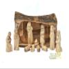 12 Piece Olive Wood Nativity Set, Nativity Scene Carved Inside of a Solid Piece of Olive Wood Branch, Christmas Nativity Manger Scene view 3