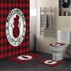 4PCS Bathroom Mat Sets, Merry Christmas Let It Snow Buffalo Plaid Red and Black Snowman Bathroom Decor Shower Curtain Rugs Bath Mat Non-Slip Toilet Seat Cover Bathroom Mat view 2