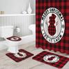 4PCS Bathroom Mat Sets, Merry Christmas Let It Snow Buffalo Plaid Red and Black Snowman Bathroom Decor Shower Curtain Rugs Bath Mat Non-Slip Toilet Seat Cover Bathroom Mat view 3
