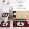 4PCS Bathroom Mat Sets, Merry Christmas Let It Snow Buffalo Plaid Red and Black Snowman Bathroom Decor Shower Curtain Rugs Bath Mat Non-Slip Toilet Seat Cover Bathroom Mat view 4
