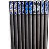 EIERFSKIOT Chopsticks Reusable chop Sticks 5 Pairs Fiberglass Japanese Chopsticks Anti-Skid Pointed Alloy Sushi Chopsticks for Daily Use and Family Dinne(Color:A;Size:24Cm) view 1
