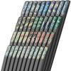 EIERFSKIOT Chopsticks Reusable chop Sticks 5 Pairs Fiberglass Japanese Chopsticks Anti-Skid Pointed Alloy Sushi Chopsticks for Daily Use and Family Dinne(Color:A;Size:24Cm) view 3