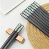 EIERFSKIOT Chopsticks Reusable chop Sticks 5 Pairs Fiberglass Japanese Chopsticks Anti-Skid Pointed Alloy Sushi Chopsticks for Daily Use and Family Dinne(Color:A;Size:24Cm) view 4