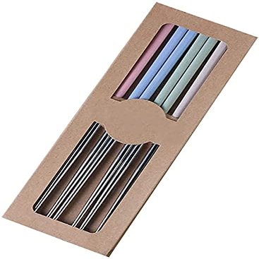 EIERFSKIOT Chopsticks Reusable chop Sticks Reusable Japanese Chopsticks Gift Set Stainless Steel Chopsticks for Sushi Noodle Hot Pot Insulation Not Hot Colourful Tableware(Color:4 Pair,Size:23Cm)