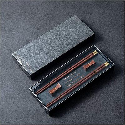 EIERFSKIOT Chopsticks Reusable chop Sticks 2 Pairs Natural Reusable Chopsticks with Holder Japanese Chopsticks Gift Set Adults Lover Chopsticks with Portable Box(Color:and;Size:25Cm)
